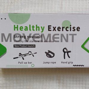 Benificer 3 Piece Fitness Exercise Set Pull Up Bar Jump Rope Hand Grip